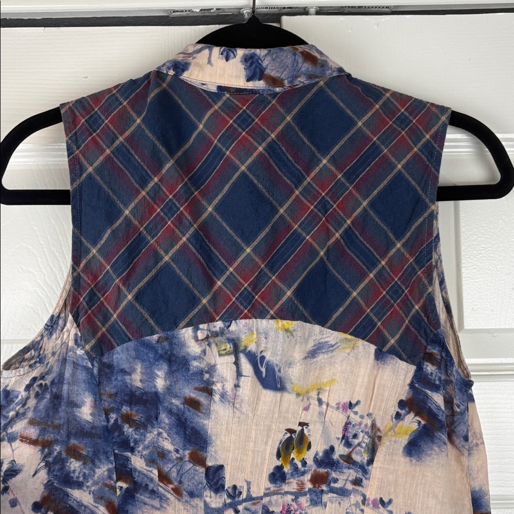 Arrata Silent Journey Abstract Floral Cotton Button Boho Tunic Size Medium - Picture 8 of 11